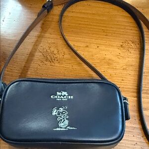 Coach Black Leather Snoopy Cossbody Bag